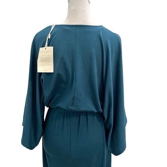 NWT Garnet Hill Kimono Sleeve Jumpsuit Stretch Wide Leg Cropped Teal size XS - Picture 9 of 13